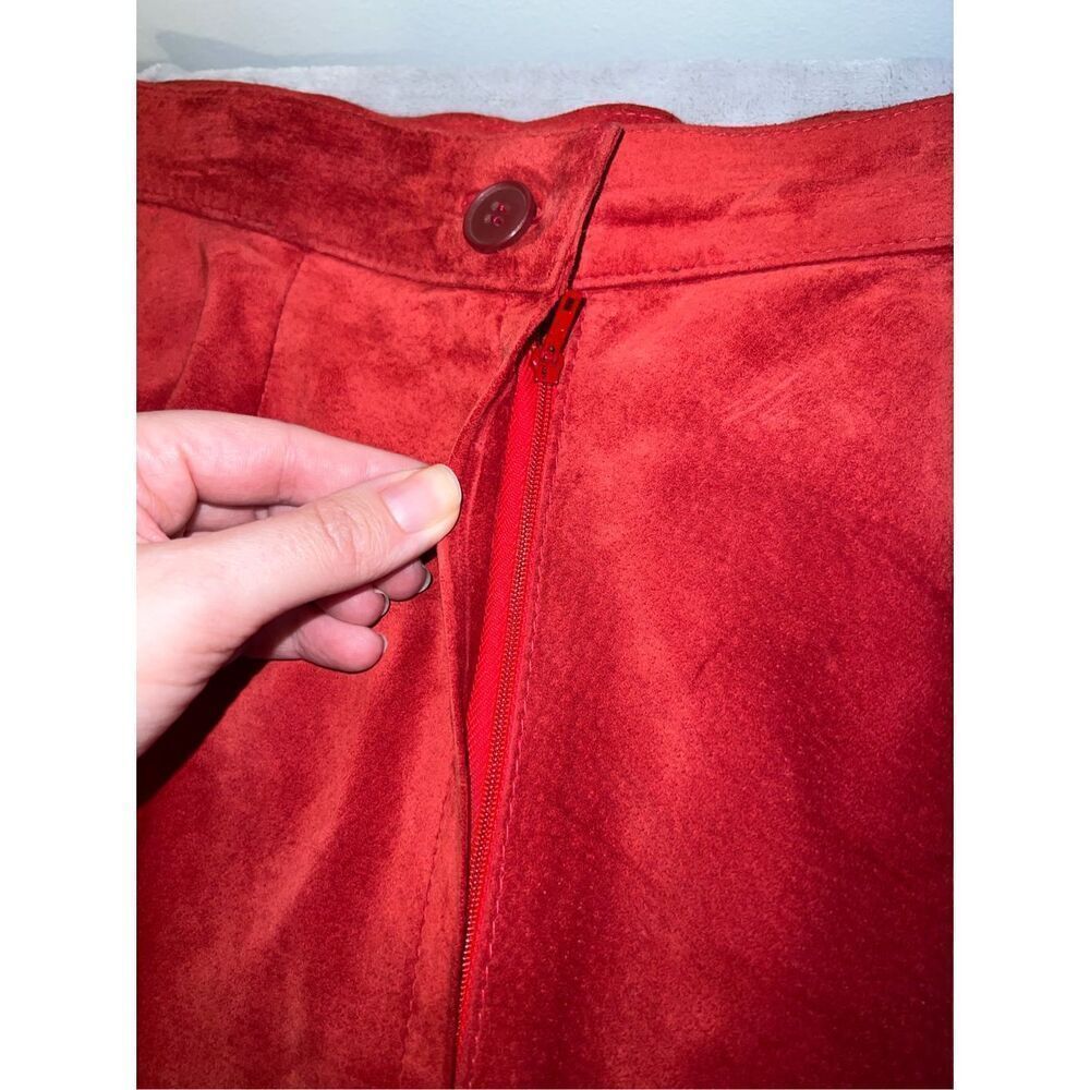 Vintage Red Leather Midi Skirt Women’s 12 - Picture 7 of 9